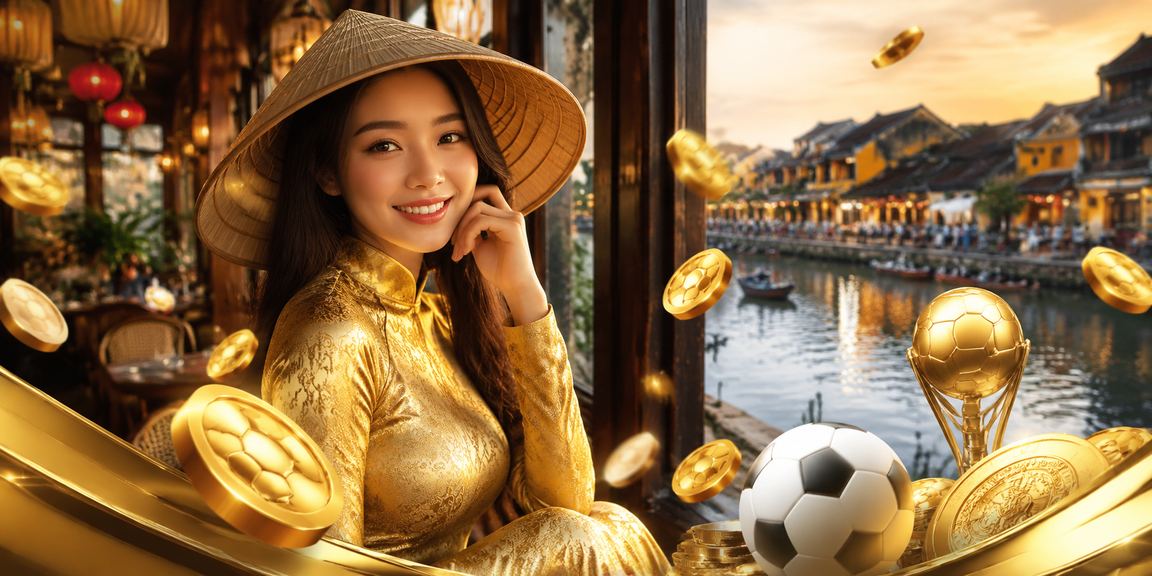Người dùng xem kèo bóng đá tại Hội An với trang phục áo dài truyền thống